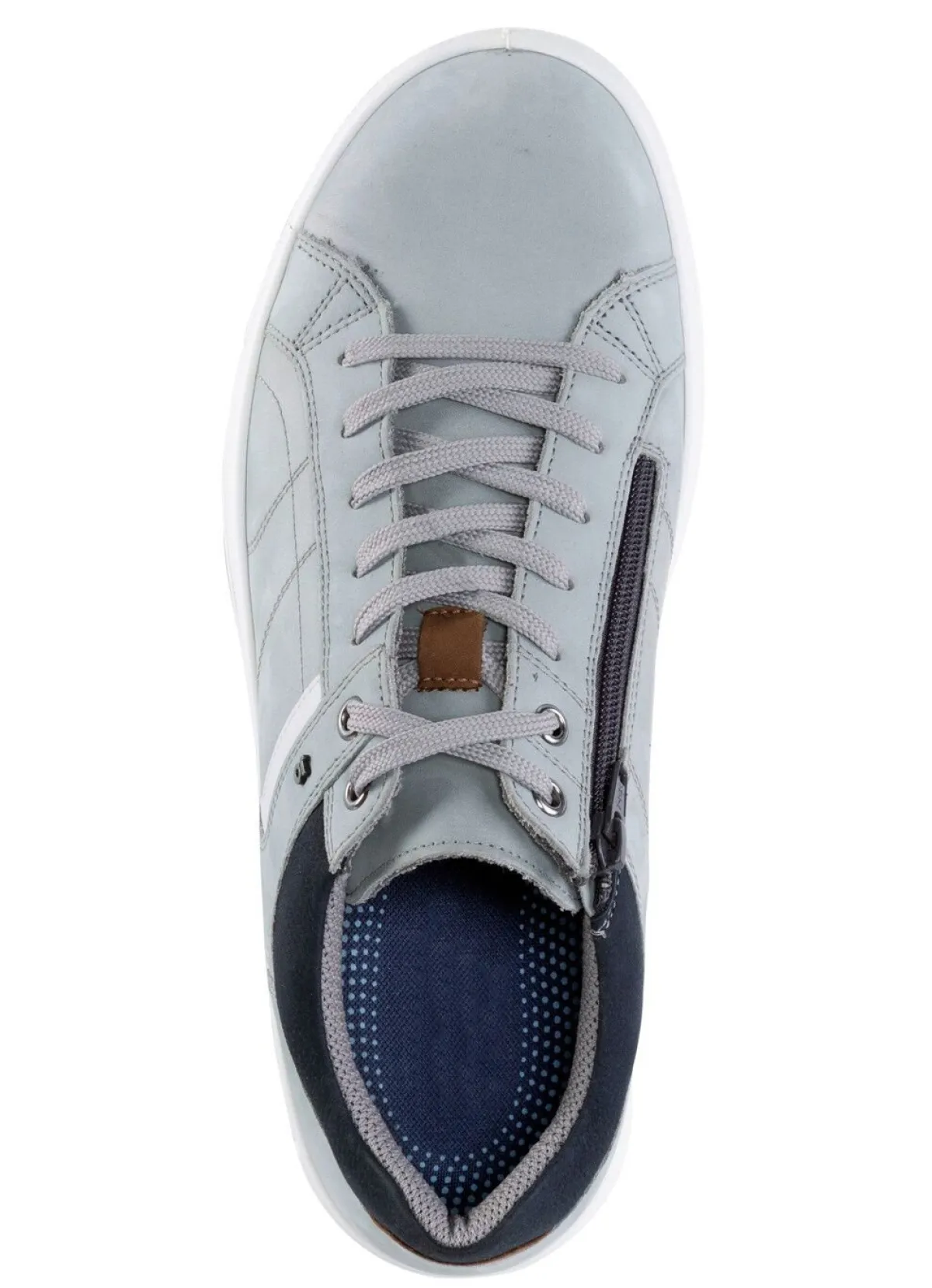 New GINO GALANTE Schnürschuh aus Nubukleder mit Kontrastbesätzen HELLGRAU-BLAU