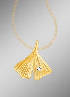 Sale BADER Glücksbringer Anhänger Ginkgo-Blatt mit Brillant