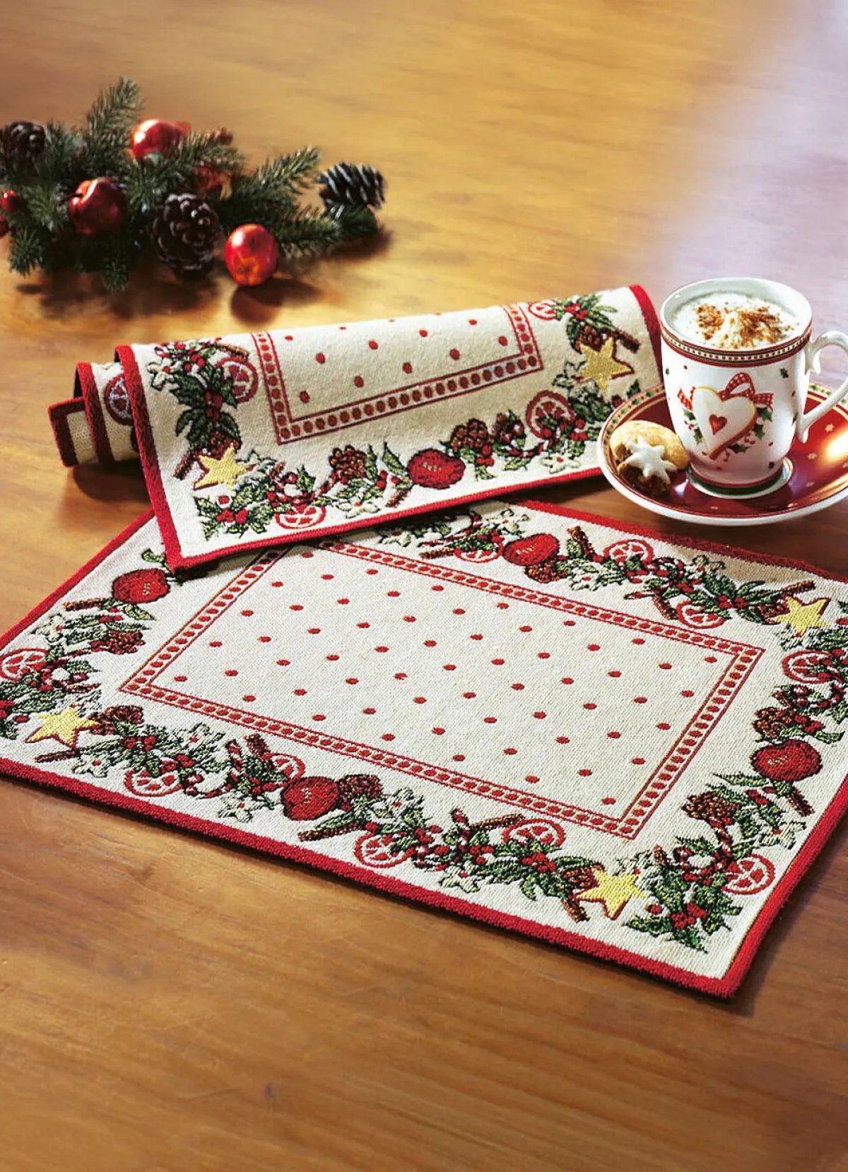 Hot BADER Gobelin Platz-Set, 2-teilig NATUR-BUNT