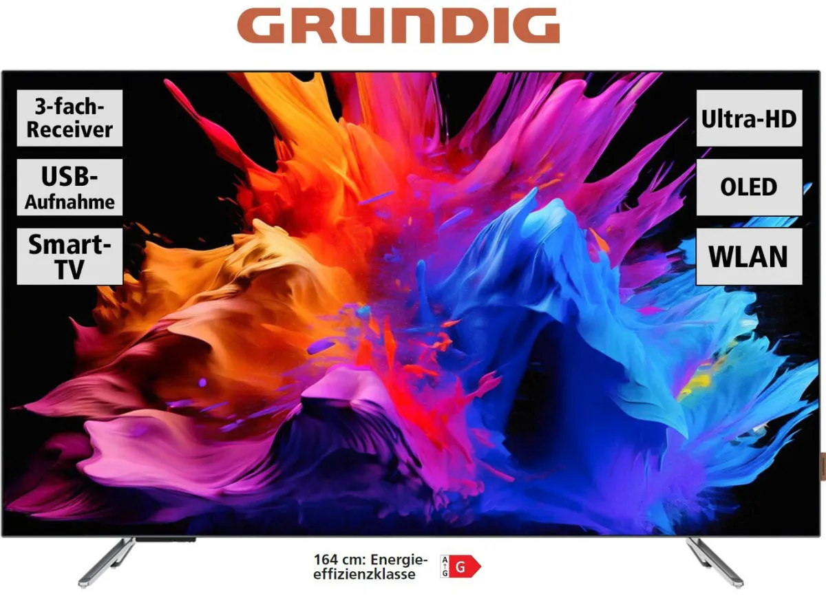 Sale GRUNDIG GOB9480 4K-UHD-Smart-OLED-Fernseher SILBER