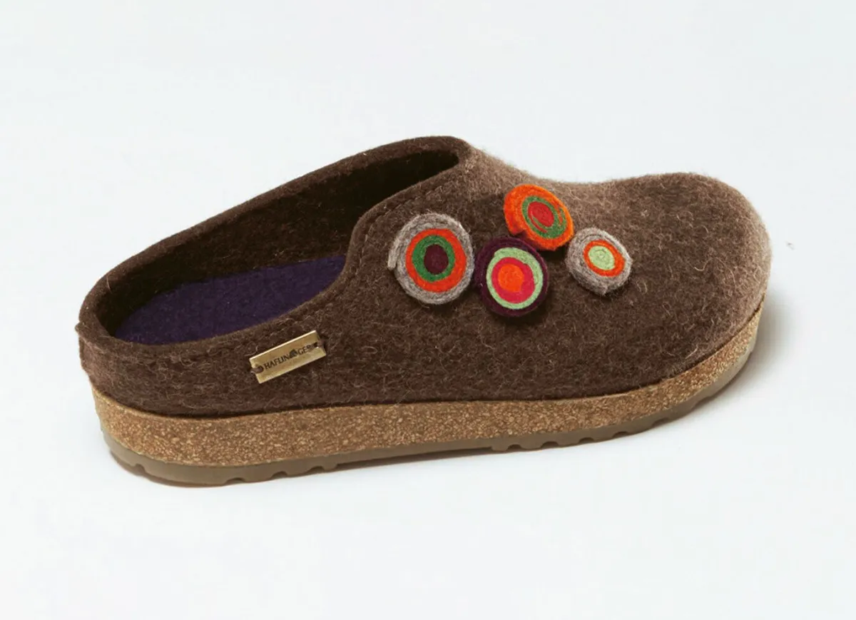 Clearance BADER Haflinger Damen-Hausschuhe aus reiner Schurwolle SCHOKO