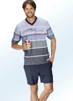 Clearance HAJO NACHTMODE Hajo Klima Komfort Shorty mit V-Ausschnitt MARINE-HELLBLAU