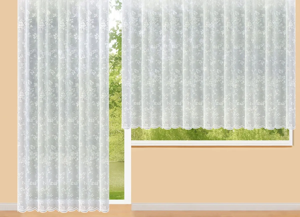 Clearance BADER Halbtransparenter Store mit gebogtem Abschluss WEISS