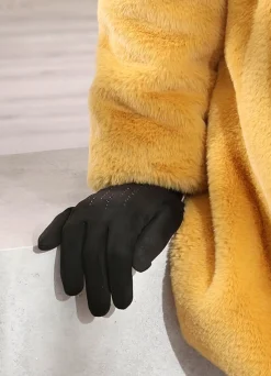 BADER Handschuh mit edel funkelnden Glitzer-Applikationen SCHWARZ