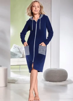 New LAURINA Hauskleid mit Kapuze MARINE
