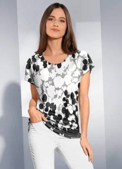 Online KLAUS MODELLE MADE IN GERMANY Hübsches Shirt mit überschnittener Schulterpartie SCHWARZ-WEISS