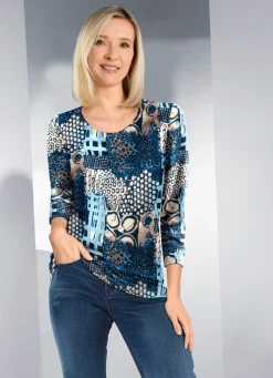 Online KLAUS MODELLE MADE IN GERMANY Hübsches Shirt mit 3/4-langen Ärmeln MARINE-ECRU-SAND