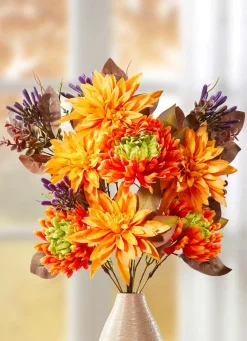 Outlet BADER Herbstlicher Dahlien-Chrysanthemen-Strauß GELB-ORANGE
