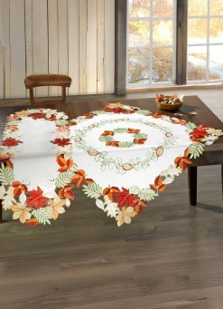 Discount BADER Herbstliche Tisch- und Raumdekoration mit Blattmotiven WEISS-BUNT