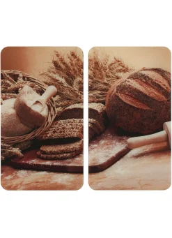 Online WENKO Herdabdeckplatten aus Glas, 2er-Set, Motiv BROT