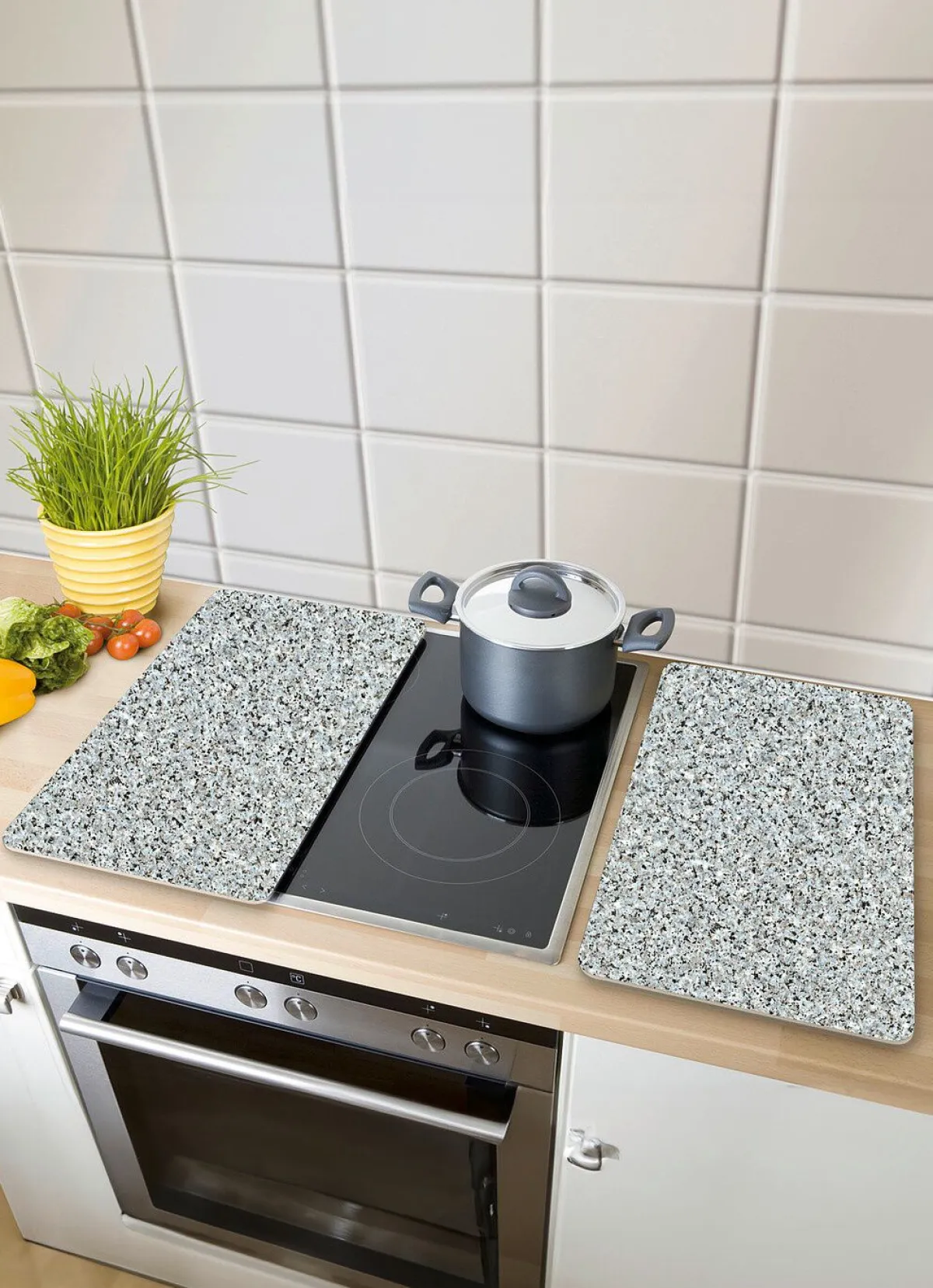 Clearance WENKO Herdabdeckplatten , 2er-Set GRANIT