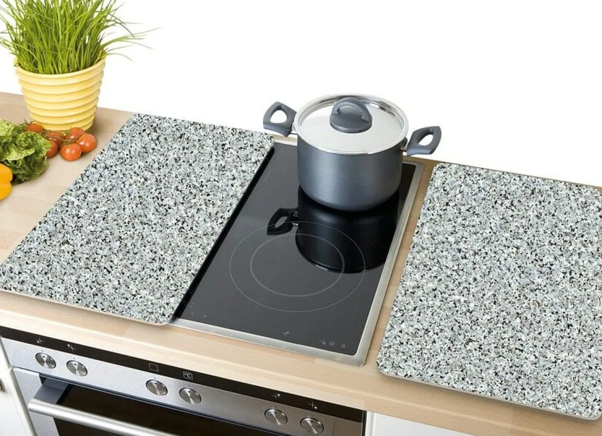 Clearance WENKO Herdabdeckplatten , 2er-Set GRANIT