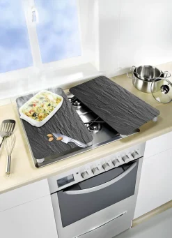 WENKO Herdabdeckplatten , 2er-Set SCHIEFER