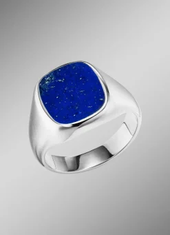 New BADER Herrenring aus Silber mit echtem Lapislazuli