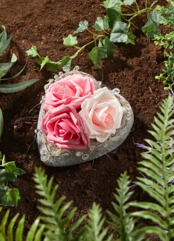 Hot BADER Herzschale mit 3 Rosen grau-rosa