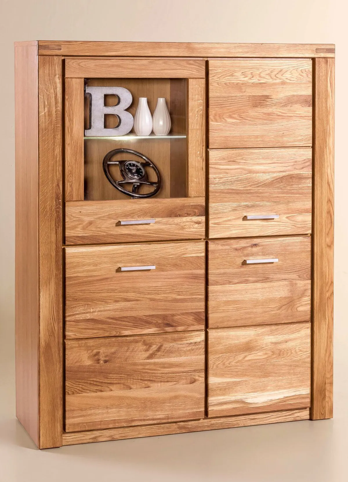 Clearance BADER Highboard mit Massivholzfronten WILDEICHE