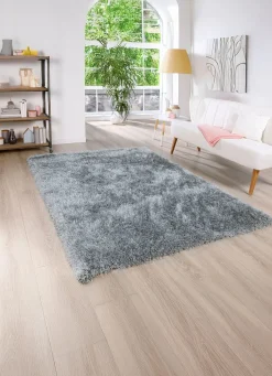 Discount BADER Hochflor Brücken und Teppiche SILBER