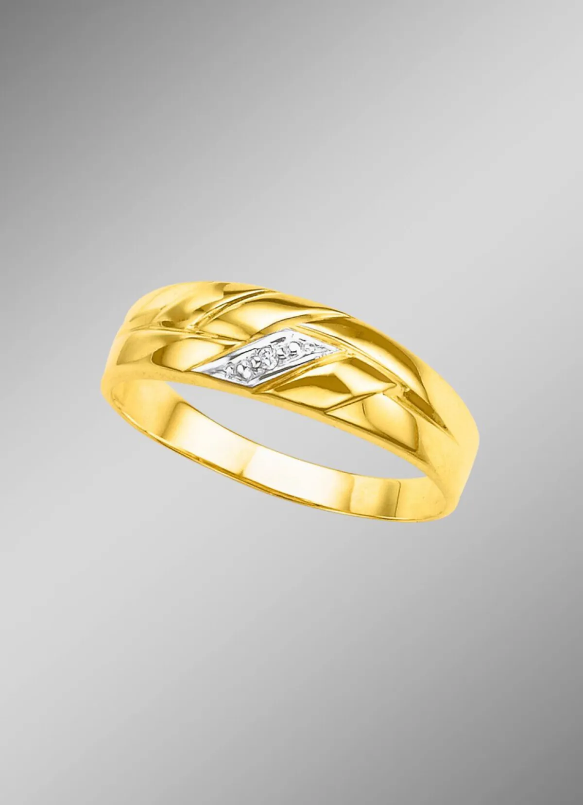 Sale BADER Hochglänzender Damenring in Bicolor mit Diamant
