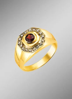 Online BADER Hochwertiger Herrenring mit Granat und Diamanten