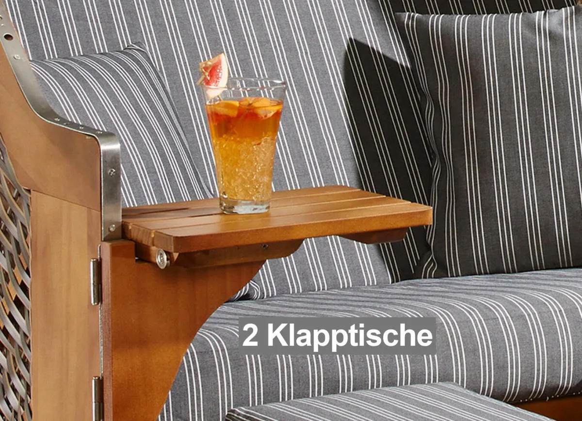 New BADER Hochwertiger Strandkorb Flair aus Pinienholz GRAU