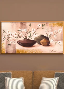 Sale BADER Hochwertiges Leinwandbild BRAUN-NATUR-CREME