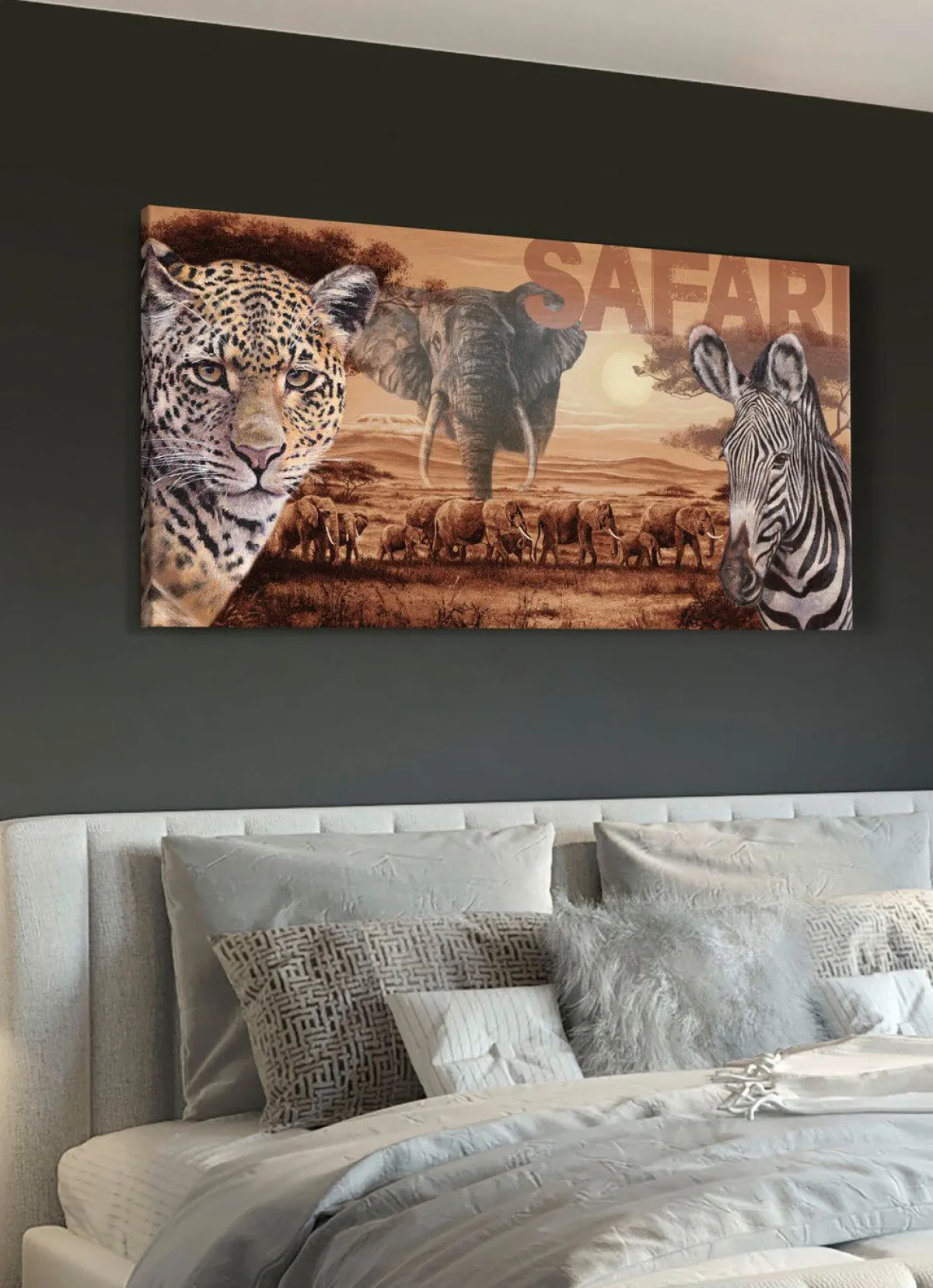 New BADER Hochwertiges Leinwandbild auf Holzrahmen BRAUN-SCHWARZ-BEIGE