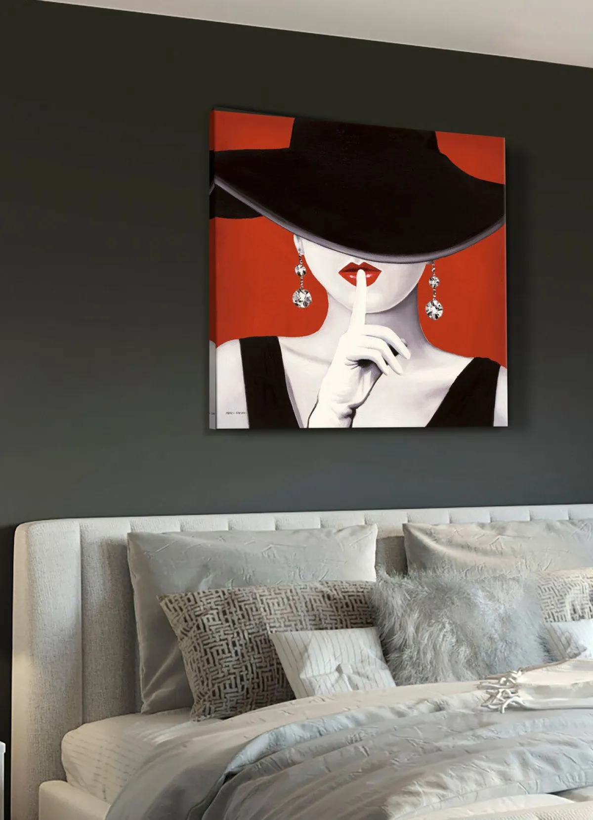 New BADER Hochwertiges Leinwandbild mit dem Titel Hut ab! SCHWARZ-ROT-WEISS