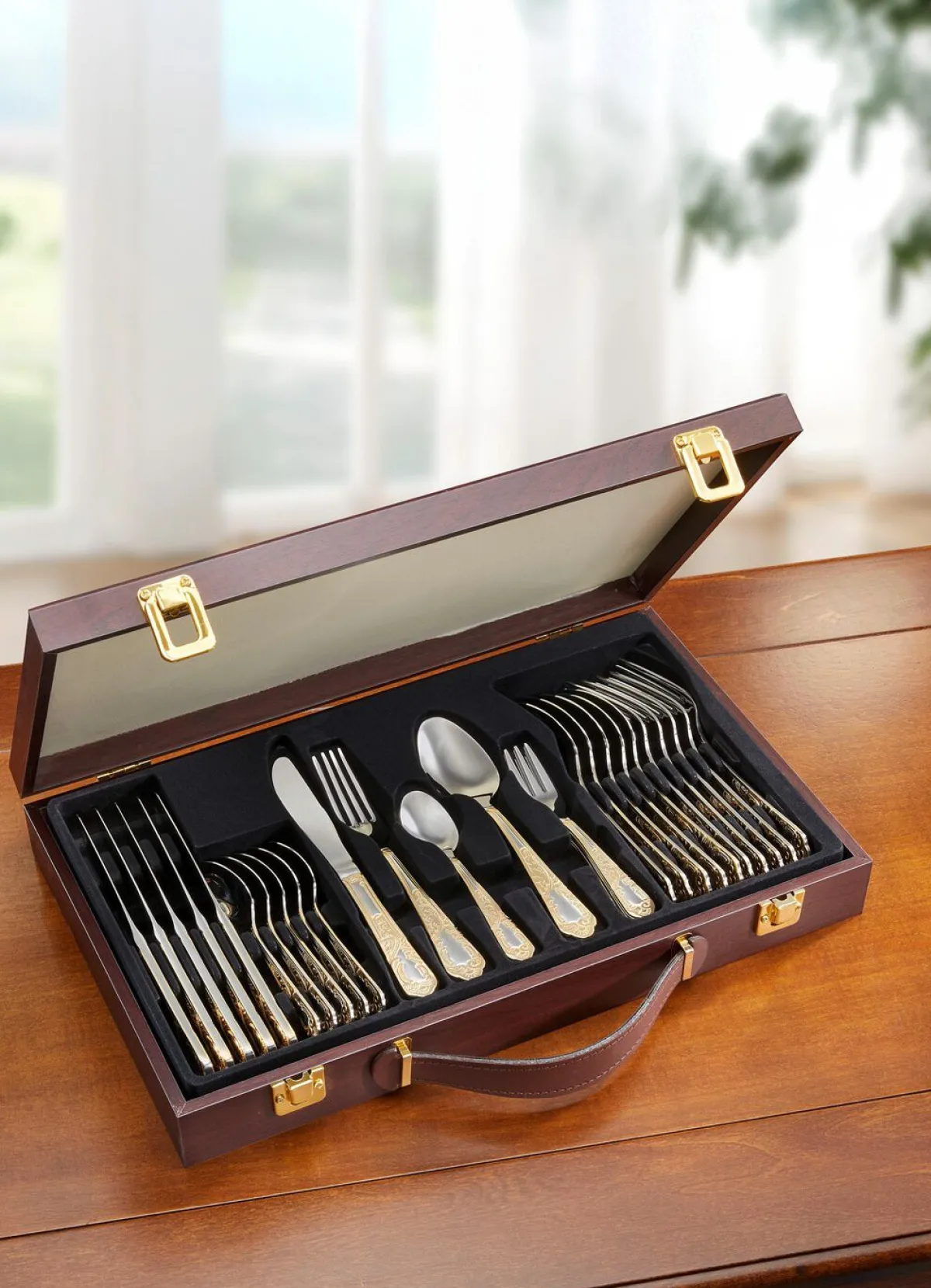 Best BADER Hochwertiges Menübesteck für 6 Personen SILBER-GOLD