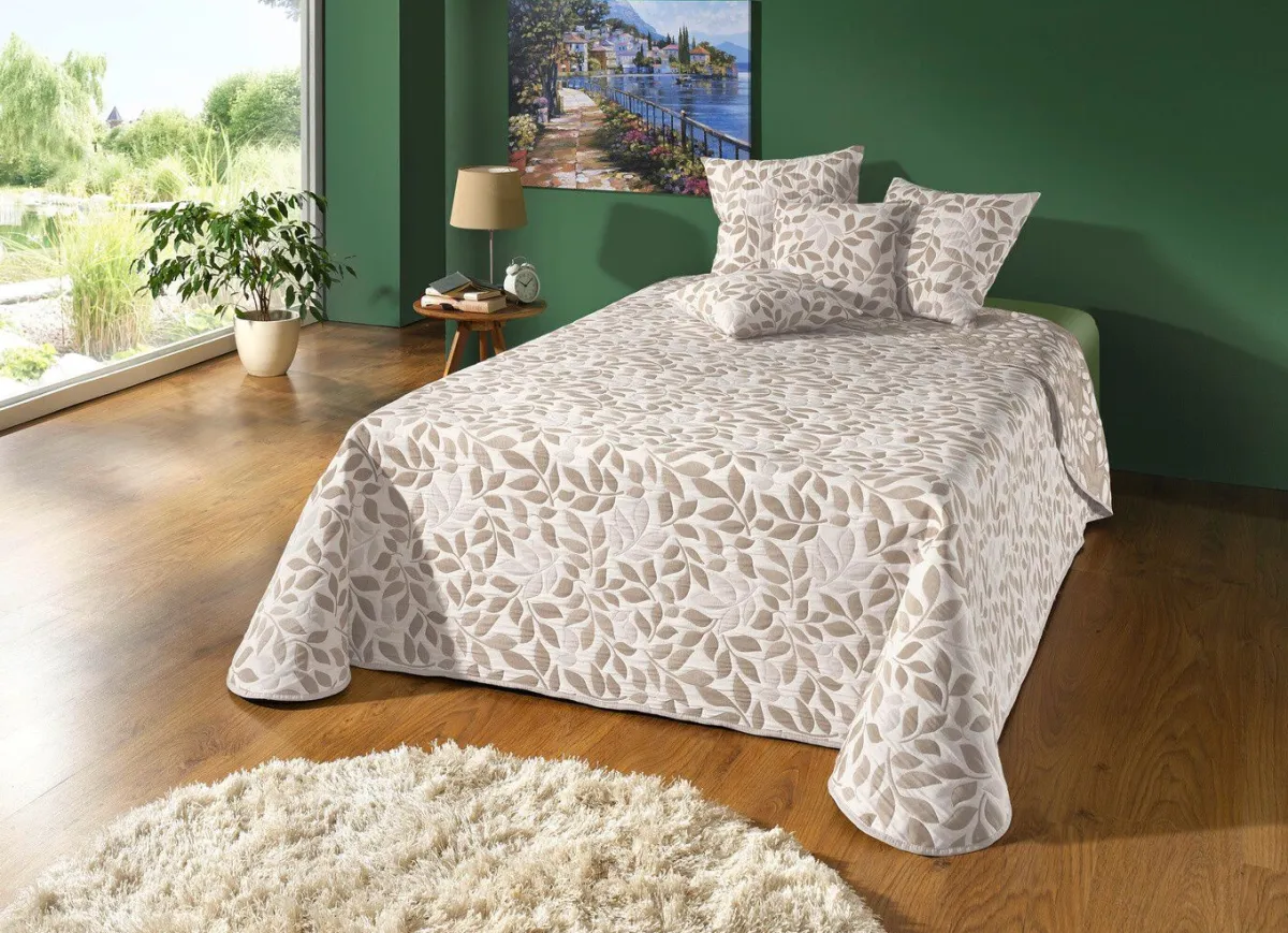 Clearance BADER Hochwertige Tagesdecke mit Bandeinfassung NATUR