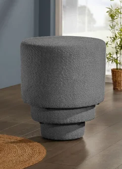 Outlet BADER Hockerset, 3-teilig, mit angenehm flauschigem Stoff ANTHRAZIT