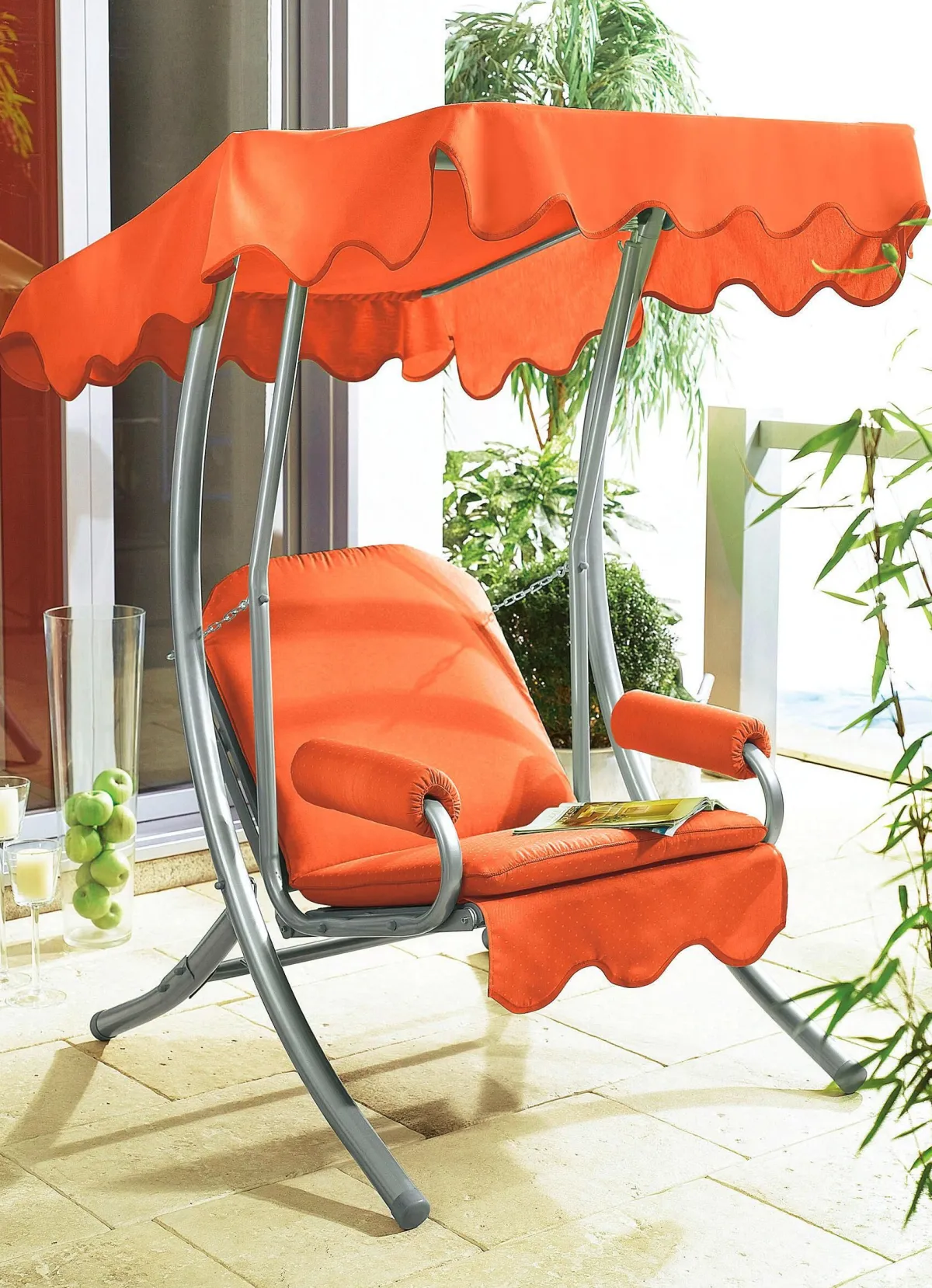 Clearance BADER Hollywood-Schaukel mit Gestell aus verzinktem Stahlrohr ORANGE