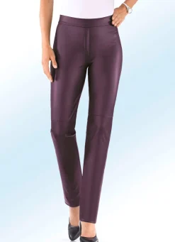 Hot KLAUS MODELLE MADE IN GERMANY Hose aus softem Nappaleder-Imitat BROMBEER