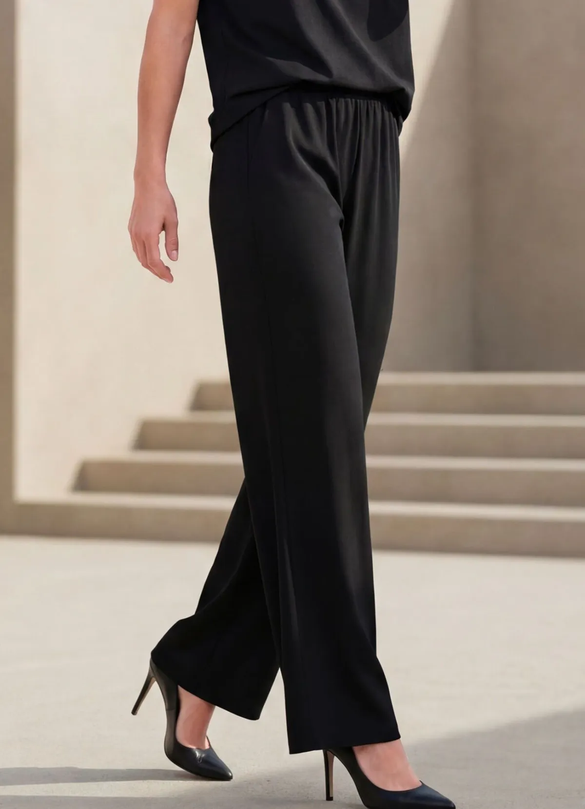 Hot KLAUS MODELLE MADE IN GERMANY Hose in bequemer Weite SCHWARZ