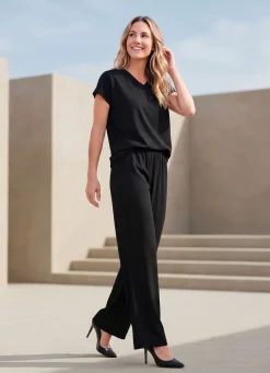 Hot KLAUS MODELLE MADE IN GERMANY Hose in bequemer Weite SCHWARZ