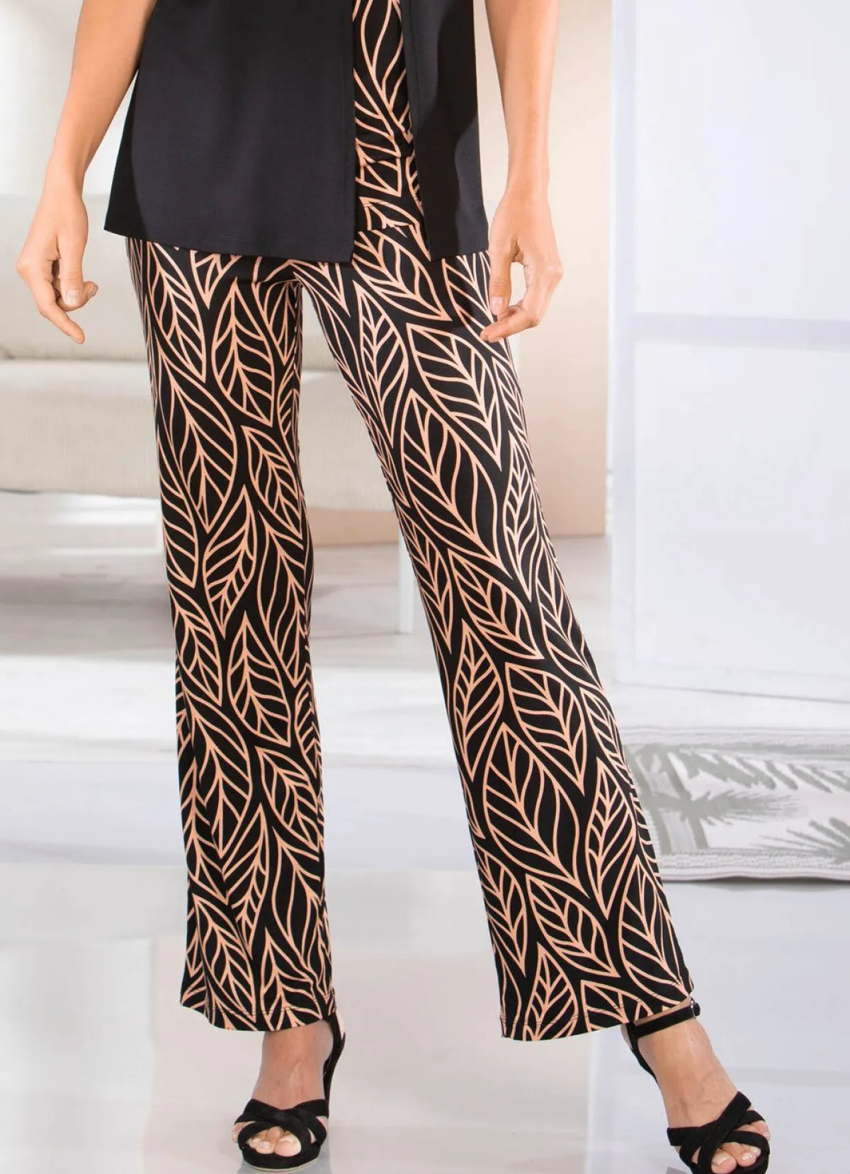 New BADER Hose in bequemer Weite SCHWARZ-CAMEL