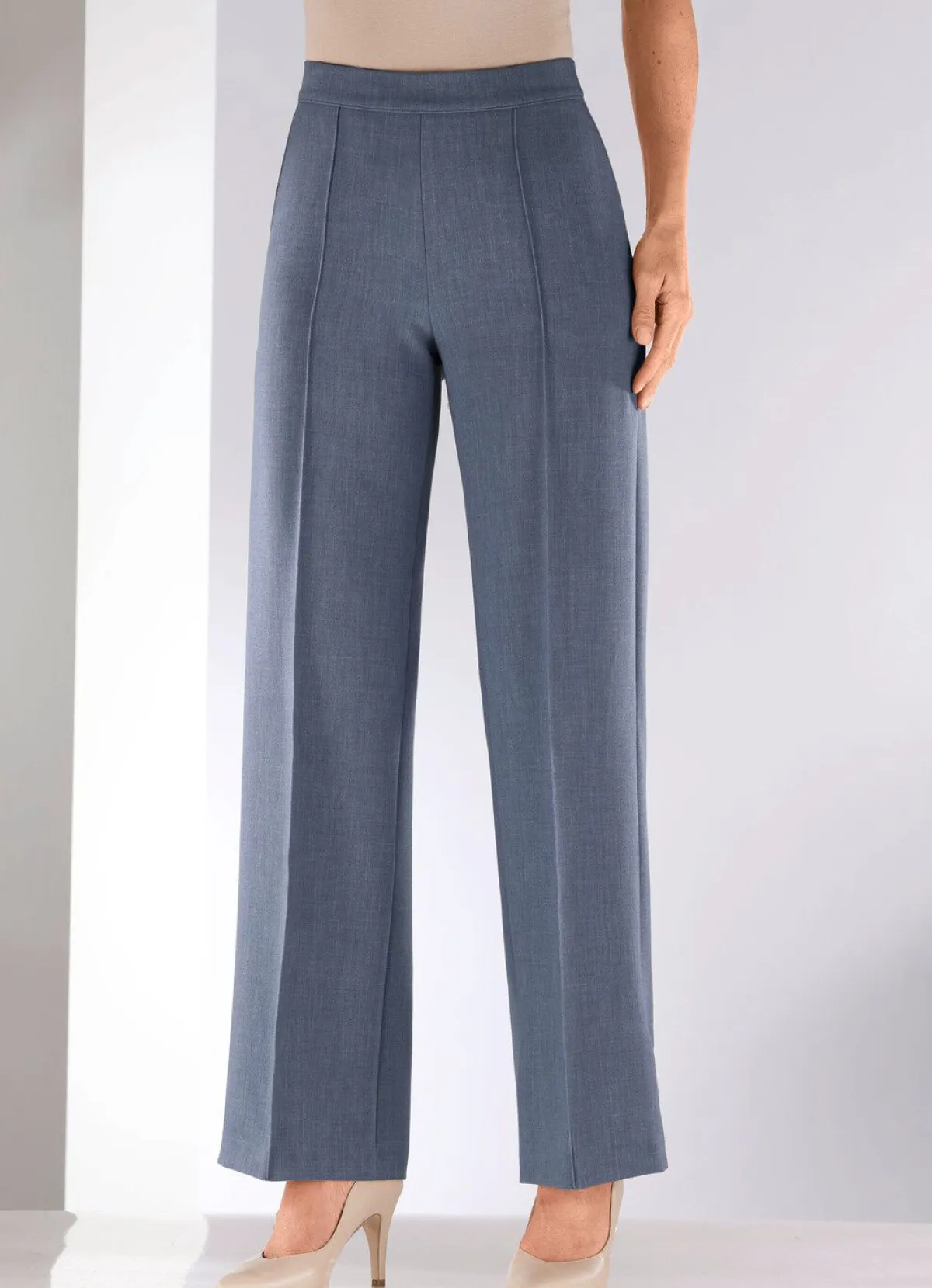 Online BADER Hose in modischer Weite MARINE MELANGE