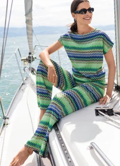 Best laurakent Hose in modischer Weite GRÜN-BLAU-BEIGE