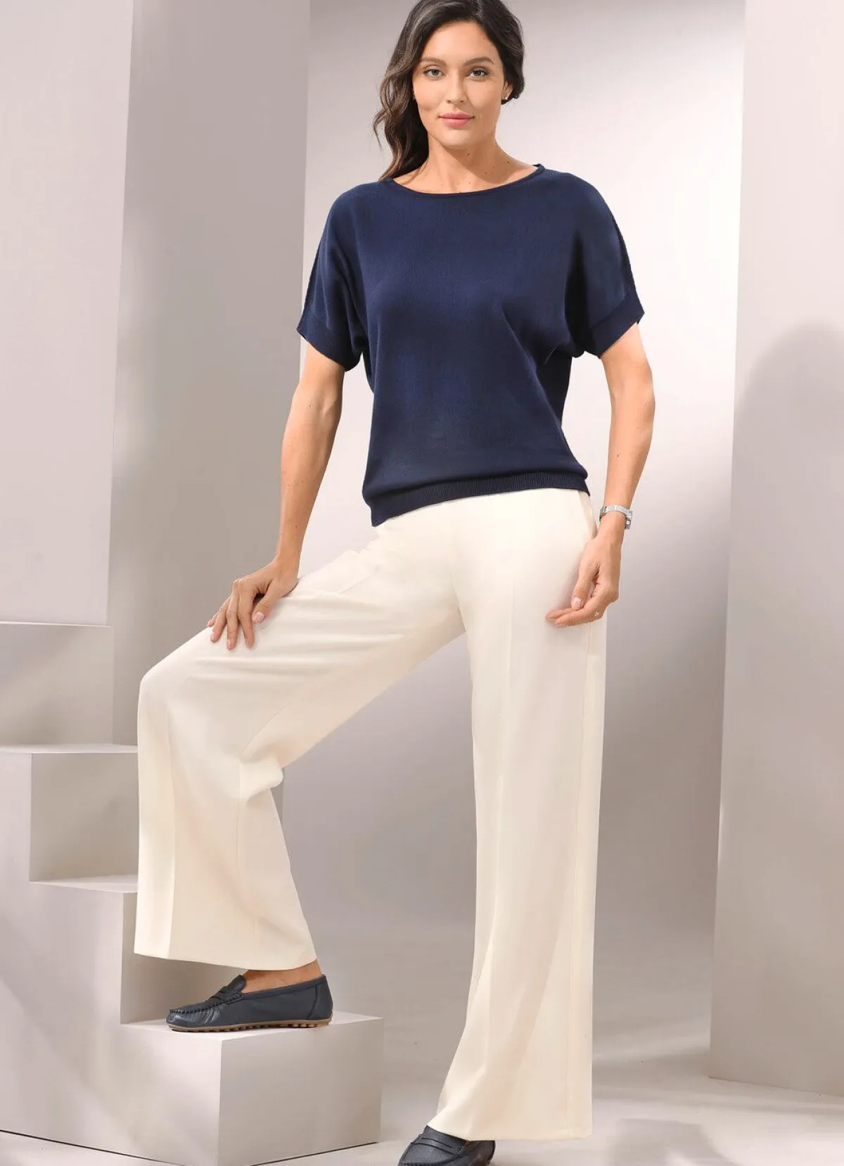 Outlet Tizia Hose in modischer Weite CREME