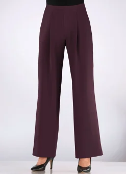 Online BADER Hose mit Bundfalten in modischer Weite AUBERGINE