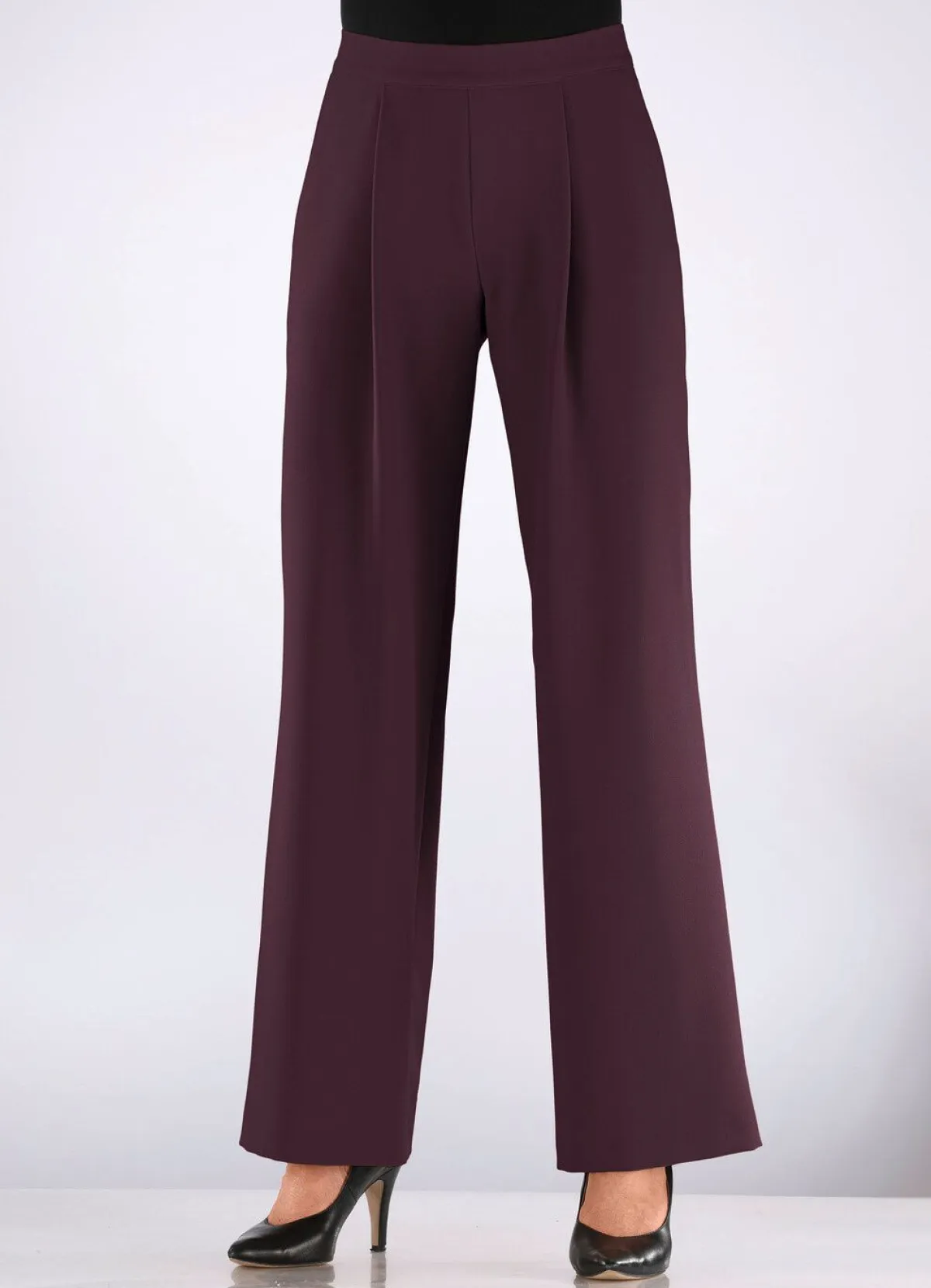 Online BADER Hose mit Bundfalten in modischer Weite AUBERGINE