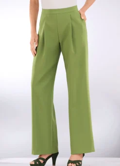 Outlet KLAUS MODELLE MADE IN GERMANY Hose mit Bundfalten in modischer Weite HELLGRÜN