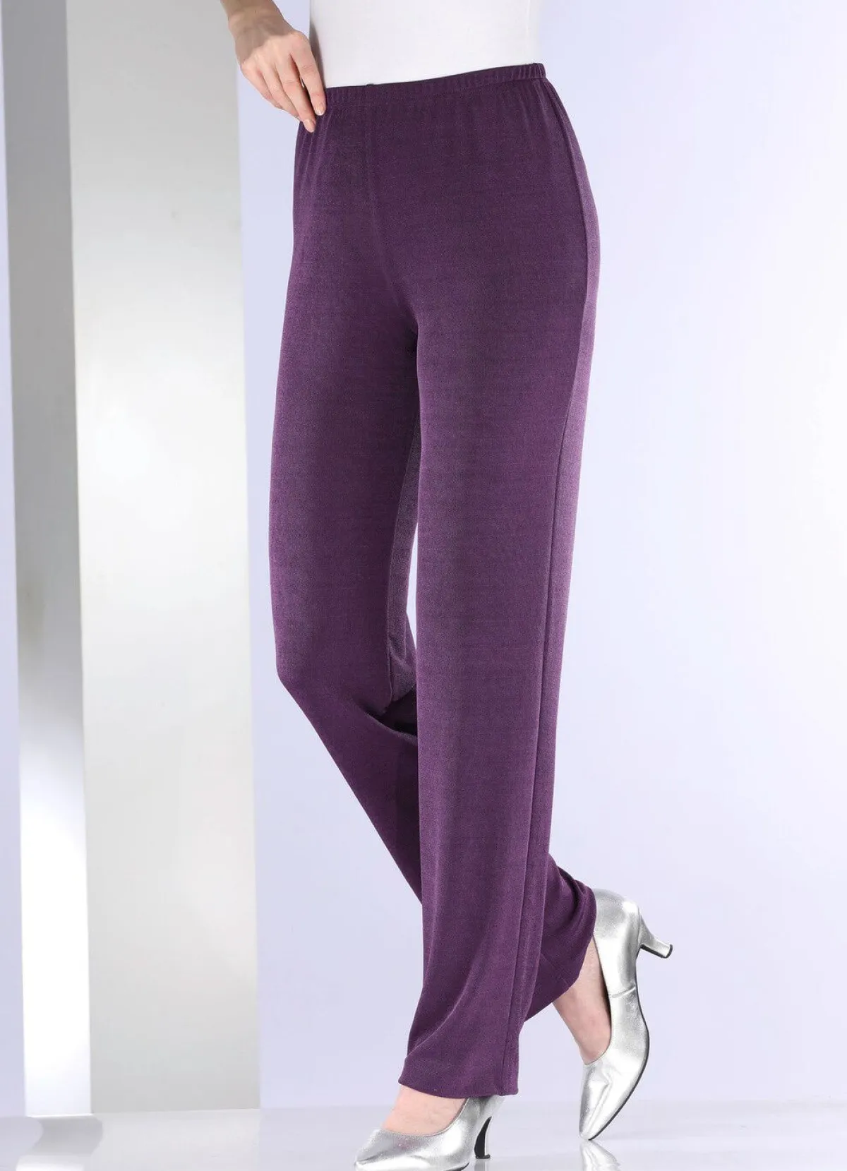 Clearance KLAUS MODELLE MADE IN GERMANY Hose mit edlem Glanz in Extra-Kurzgrößen VIOLETT