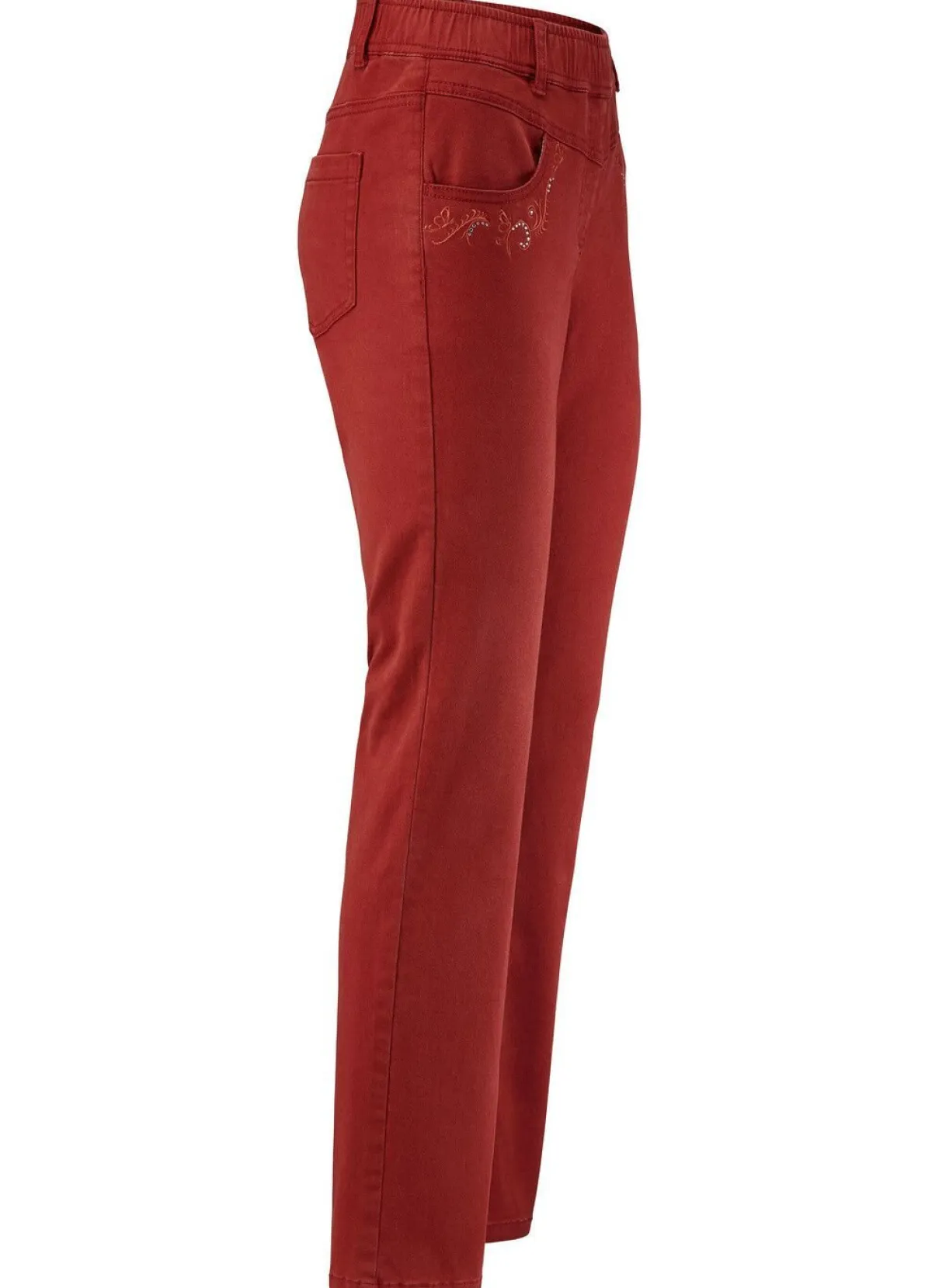 Outlet BADER Hose mit funkelnden Glitzersteinchen ZIEGELROT