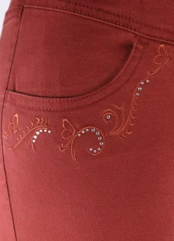 Outlet BADER Hose mit funkelnden Glitzersteinchen ZIEGELROT