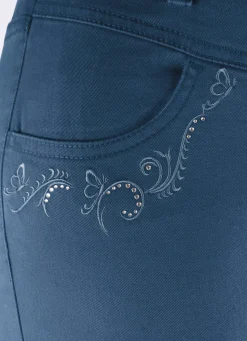 Clearance BADER Hose mit funkelnden Glitzersteinchen JEANSBLAU