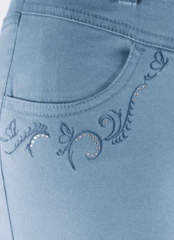 Sale BADER Hose mit funkelnden Glitzersteinchen HELLBLAU