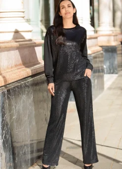 New Tizia Hose mit funkelnden Pailletten SCHWARZ