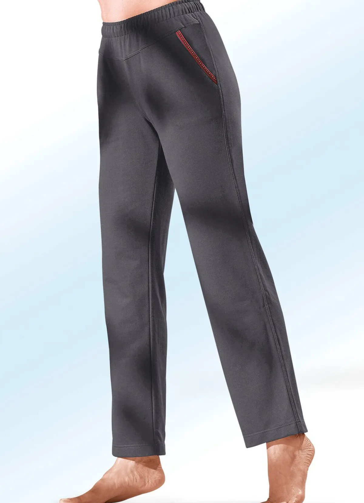 Hot BADER Hose mit Glanzgarn besticktem Zierband ANTHRAZIT