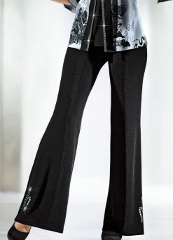 Hot KLAUS MODELLE MADE IN GERMANY Hose mit Metallplättchen-und Strasszier SCHWARZ