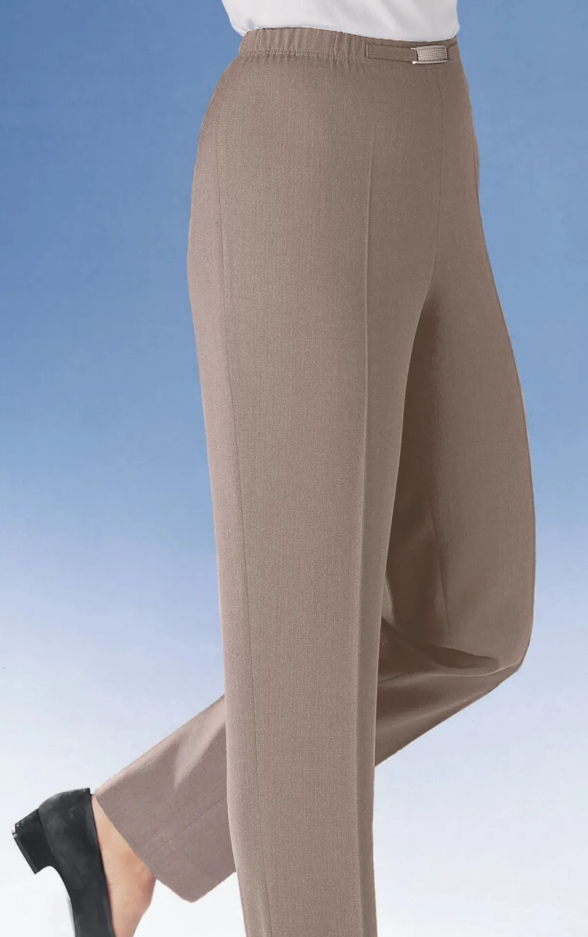 BADER Hose mit Metallzier am Bund MITTELBRAUN MEL.